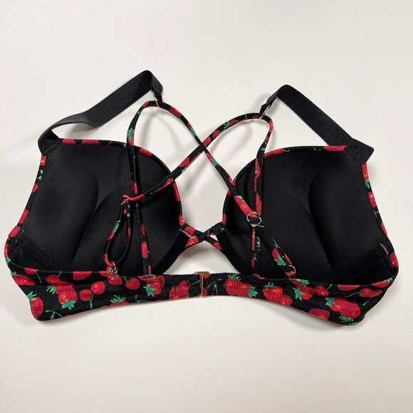 Victoria Secret 34A S Bombshell Push Up Top Bikini Set Shine Strap Cherry Print - Picture 6 of 6